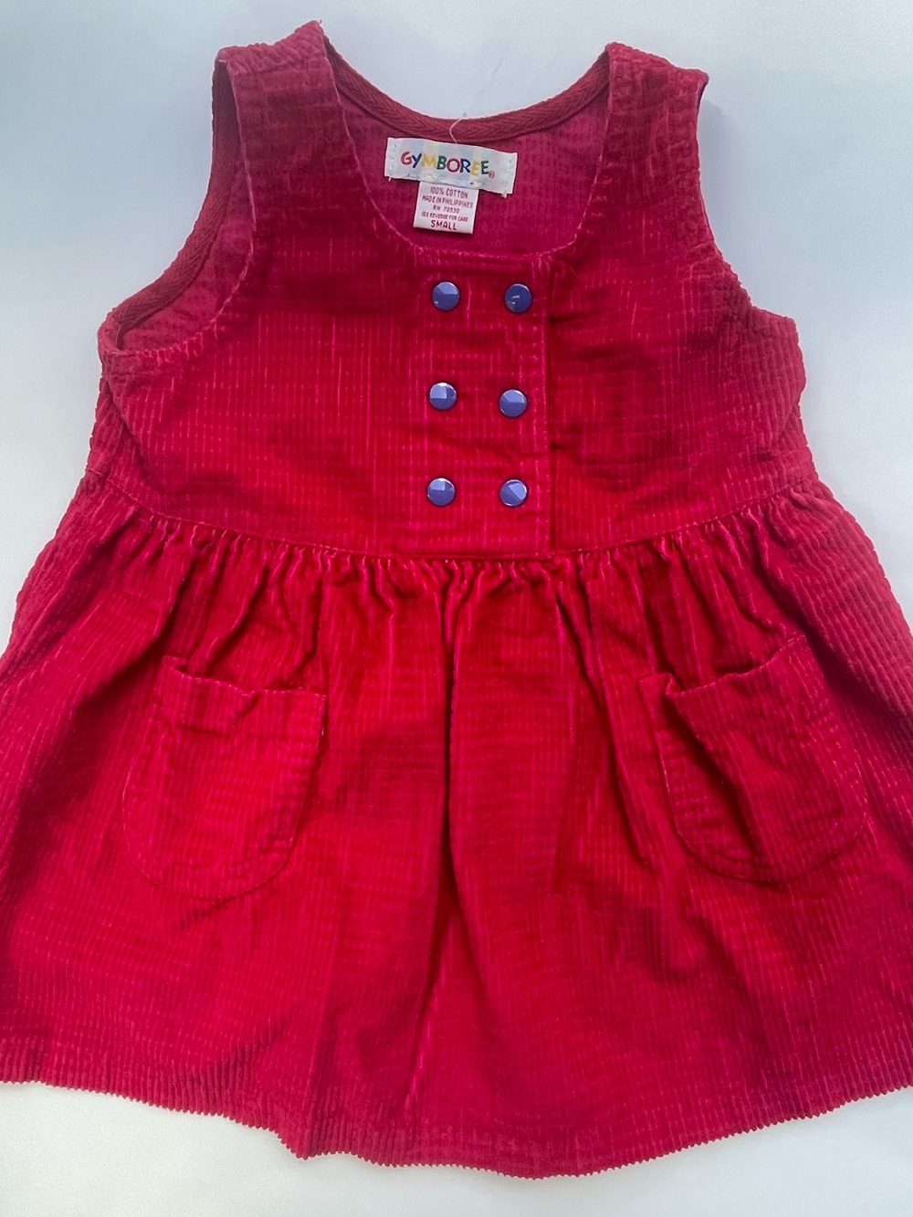 Vintage Gymboree Red Corduroy Jumper Dress Size Small 2/3
